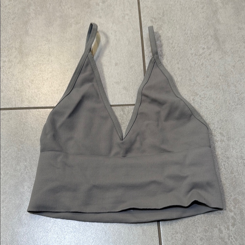 Free People Gray Ribbed Bra Bralette top.
